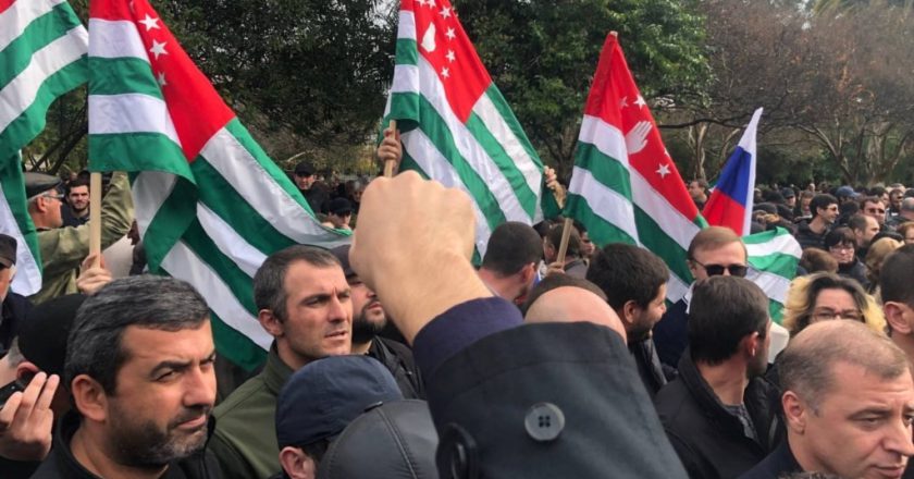 Protesters in separatist Georgian region occupy government buildings, call for leader's ouster