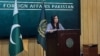 FILE - Pakistan's Ministry of Foreign Affairs spokeswoman Mumtaz Baloch speaks during a media briefing in Islamabad, Jan. 18, 2024.