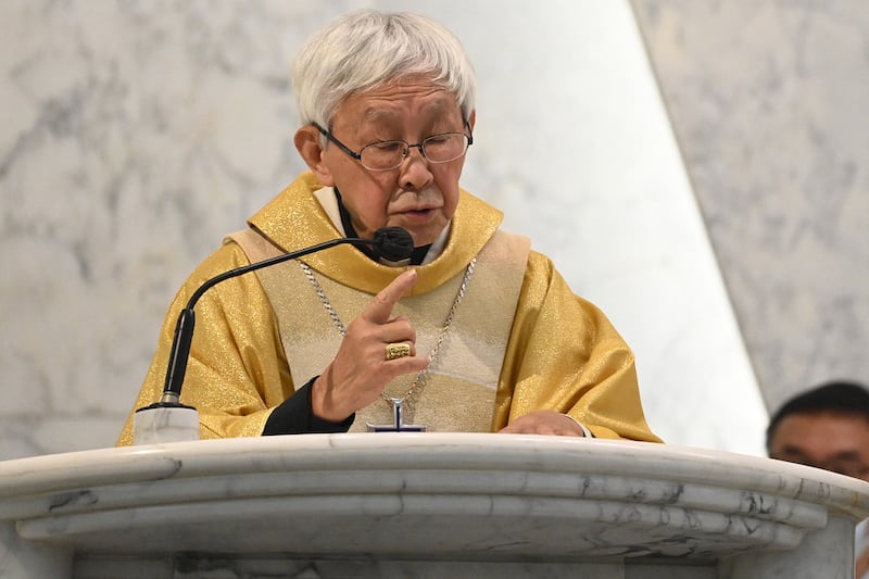 Retired Cardinal Joseph Zen attends mass at the Holy Cross Church in Hong Kong on May 24, 2022.