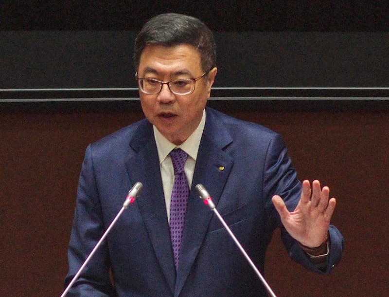 Taiwan\'s Premier Cho Jung-tai delivers his first policy address at Parliament in Taipei on May 31, 2024.