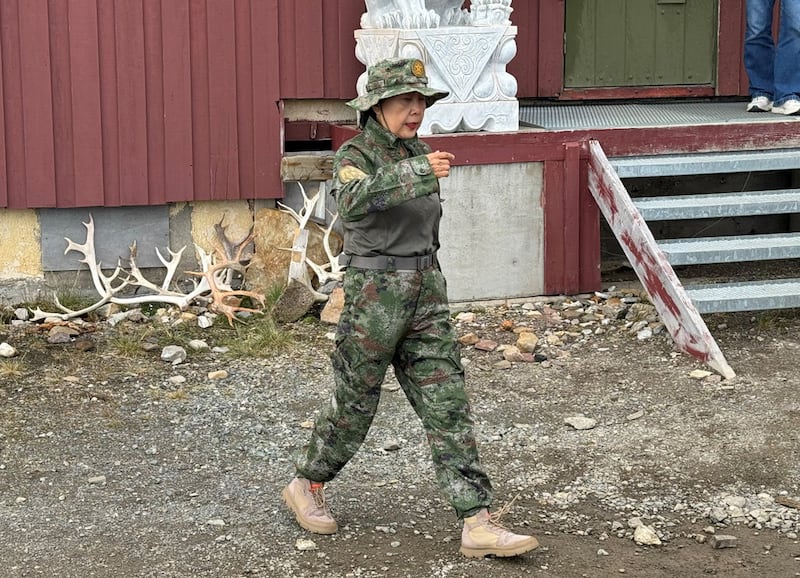 This photo from an internal Norwegian government document seen by RFA and NRK shows a woman in a People’s Liberation Army uniform walking during ceremonies marking the 20th anniversary of China’s Yellow River Research Station in Svalbard, Norway.