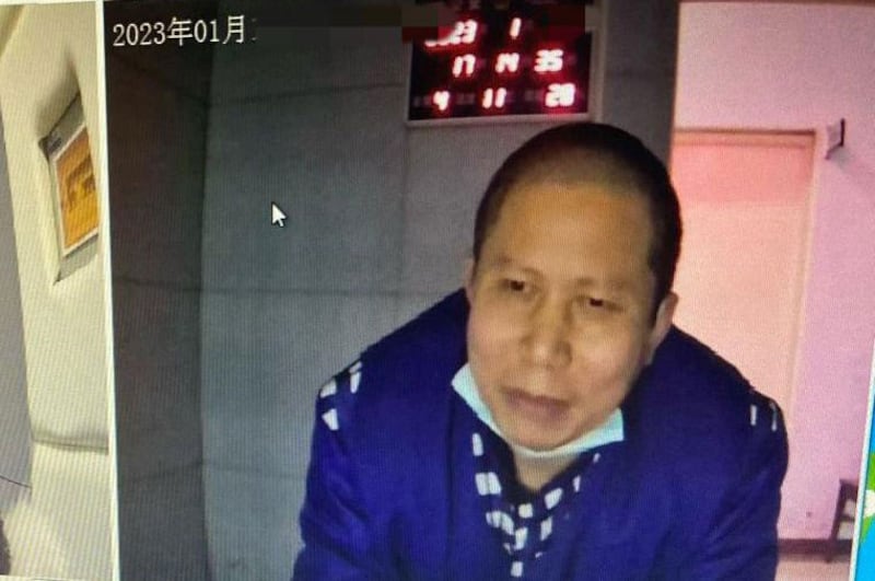 Imprisoned Chinese dissident Xu Zhiyong is seen during a video call in January 2023.