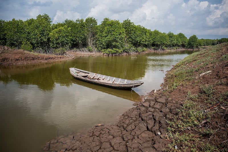 A canal filled with briny water in the Mekong Delta’s Ben Tre is seen April 29, 2017.