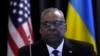 FILE - U.S. Defense Secretary Lloyd Austin delivers his speech during the opening of the meeting of the Ukraine Defense Contact Group at Ramstein Air Base, in Ramstein, Germany, April 21, 2023. 